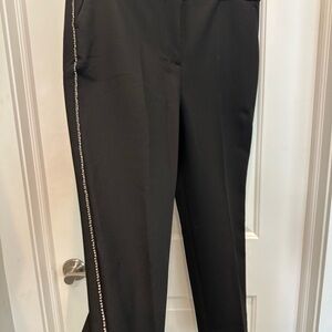 Talbots Hampshire Ankle Pants Side Rhinestone Stripe Black Petite 10P NWT
